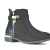 Women's Black Ankle Boots Low Block Heel Buckle Zip Chelsea Style Shoes UK Sizes 3-8
