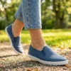 Women's Floral Canvas Slip On Plimsolls Casual Flat Pumps Lightweight Trainers Shoes