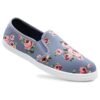 Women's Floral Canvas Slip On Plimsolls Casual Flat Pumps Lightweight Trainers Shoes