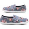 Women's Floral Canvas Slip On Plimsolls Casual Flat Pumps Lightweight Trainers Shoes