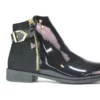 Women's Black Ankle Boots Low Block Heel Buckle Zip Chelsea Style Shoes UK Sizes 3-8