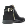Women's Black Ankle Boots Low Block Heel Buckle Zip Chelsea Style Shoes UK Sizes 3-8