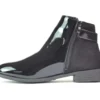 Women's Black Ankle Boots Low Block Heel Buckle Zip Chelsea Style Shoes UK Sizes 3-8