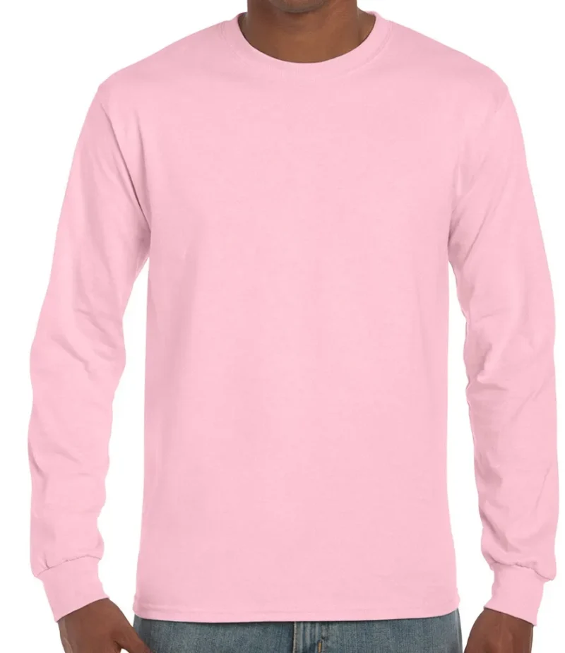 Men's Ultra Cotton Long Sleeve T-Shirt Classic Fit Rib Cuffs Crew Neck Plain Tee