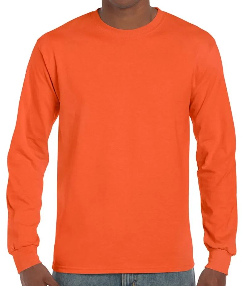 Men's Ultra Cotton Long Sleeve T-Shirt Classic Fit Rib Cuffs Crew Neck Plain Tee