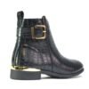 Women's Black Ankle Boots Low Block Heel Buckle Zip Chelsea Style Shoes UK Sizes 3-8