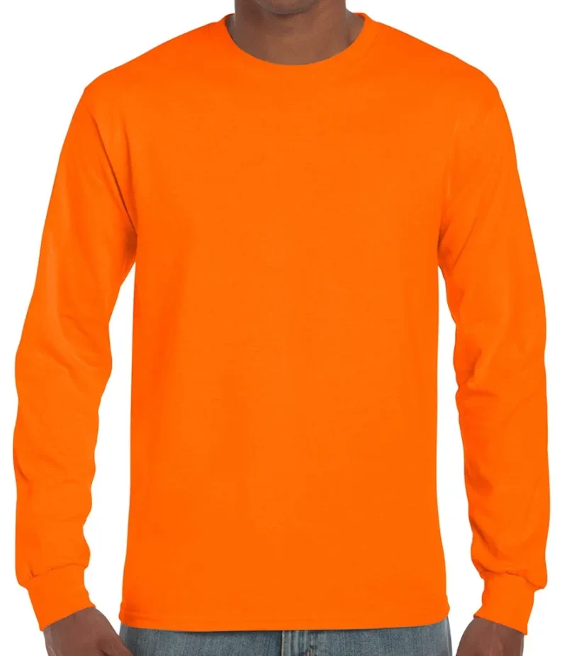 Men's Ultra Cotton Long Sleeve T-Shirt Classic Fit Rib Cuffs Crew Neck Plain Tee