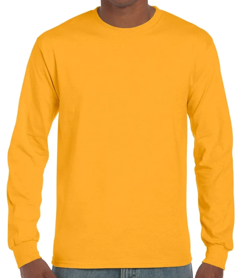 Men's Ultra Cotton Long Sleeve T-Shirt Classic Fit Rib Cuffs Crew Neck Plain Tee