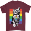 LGBT Cat Gay Pride Day Awareness Men's T-Shirt 100% Cotton Graphic Crew Neck