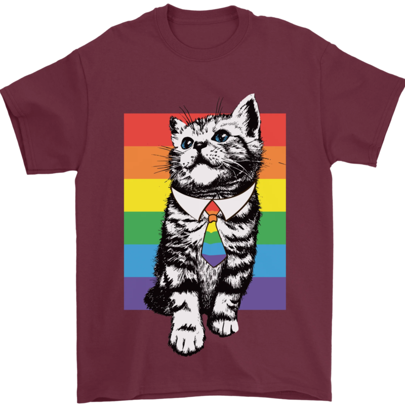 LGBT Cat Gay Pride Day Awareness Men's T-Shirt 100% Cotton Graphic Crew Neck
