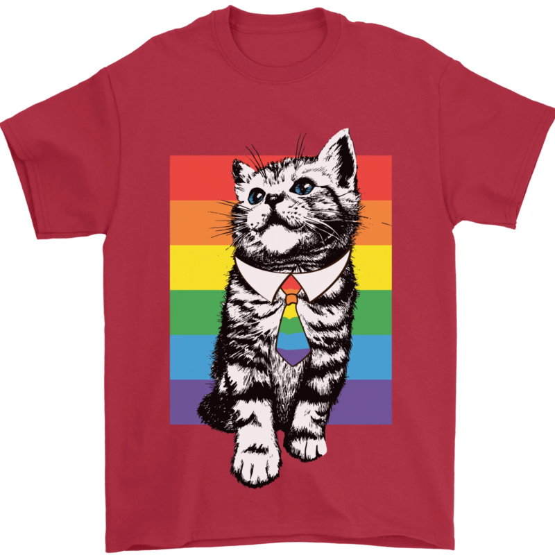 LGBT Cat Gay Pride Day Awareness Men's T-Shirt 100% Cotton Graphic Crew Neck