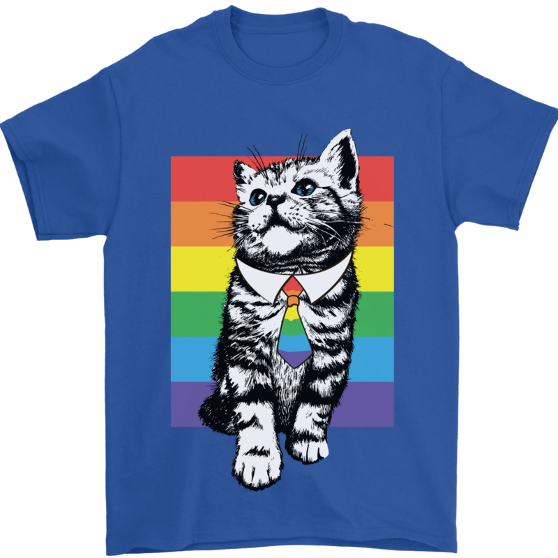 LGBT Cat Gay Pride Day Awareness Men's T-Shirt 100% Cotton Graphic Crew Neck