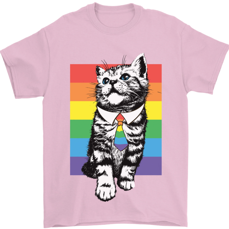 LGBT Cat Gay Pride Day Awareness Men's T-Shirt 100% Cotton Graphic Crew Neck