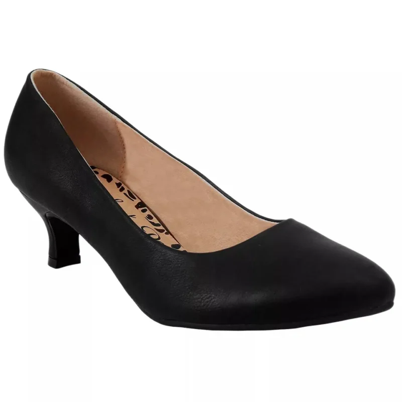 Women's Wide Fit Court Shoes Casual Formal Work Classic Low Kitten Heel Slip On Shoes