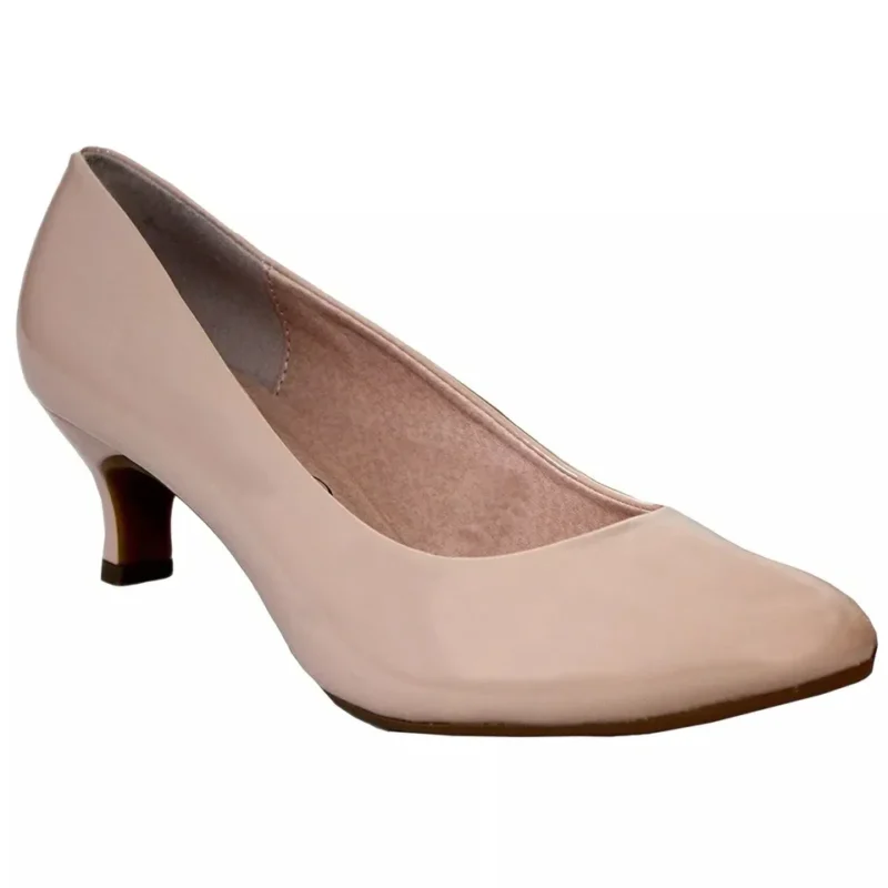 Women's Wide Fit Court Shoes Casual Formal Work Classic Low Kitten Heel Slip On Shoes