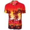Men's Hawaiian Beach Print Short Sleeve Button-Up Summer Party Shirt (S–XXL)