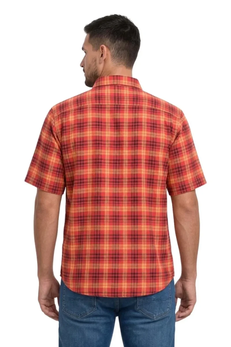 Men's Short Sleeve Checked Shirt Casual Cotton Blend Button Down Pocket Regular Fit S–3XL