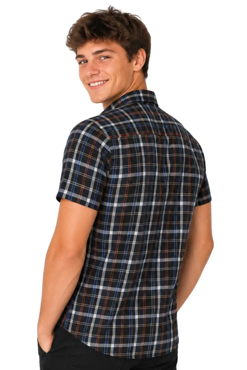 Men's Short Sleeve Checked Shirt Casual Cotton Blend Button Down Pocket Regular Fit S–3XL