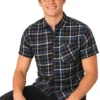 Men's Short Sleeve Checked Shirt Casual Cotton Blend Button Down Pocket Regular Fit S–3XL