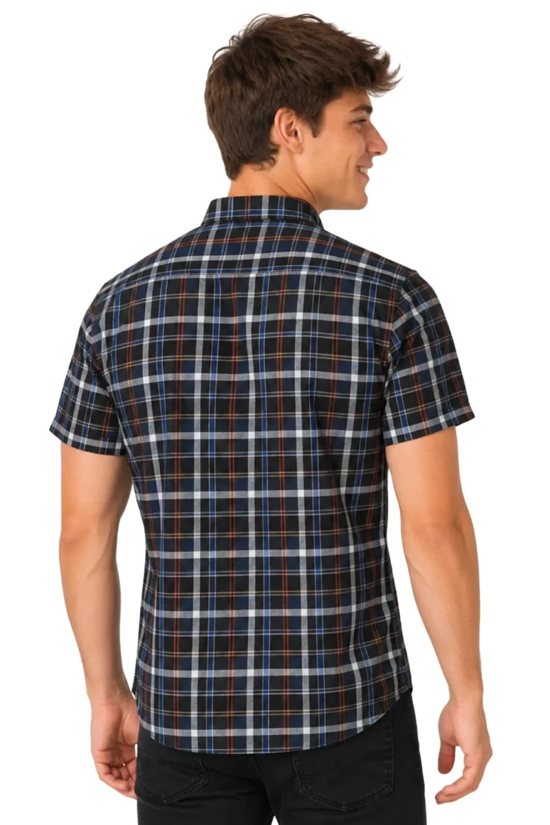 Men's Short Sleeve Checked Shirt Casual Cotton Blend Button Down Pocket Regular Fit S–3XL